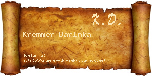Kremmer Darinka névjegykártya